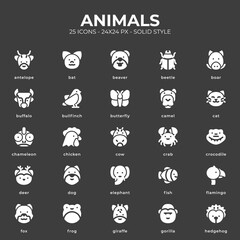 Animals Icon Pack With White Color