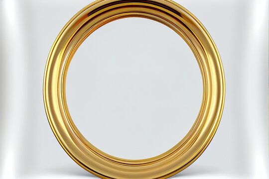  a gold colored frame with a white background and a white square in the middle of the frame is a circular shape. Generative AI