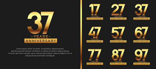 Naklejka premium set of anniversary logo style golden color on black background for celebration