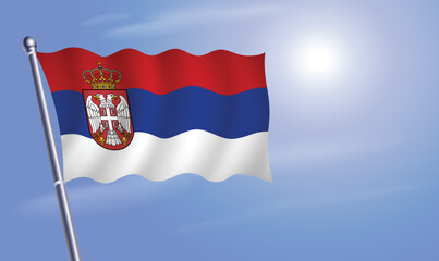 Serbia flag against a blue sky