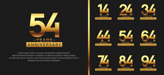 set of anniversary logo style golden color on black background for celebration