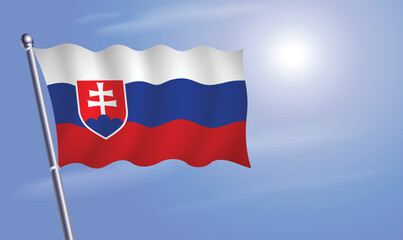 Slovakia flag against a blue sky