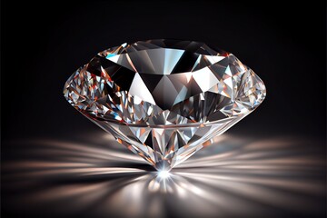  a diamond on a black background with a reflection of light on it's side and a reflection of light on the side. Generative AI