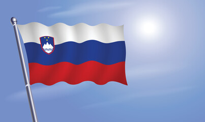 Slovenia flag against a blue sky