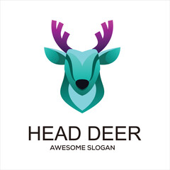 Fototapeta na wymiar Vector head deer logo animals modern gradient color