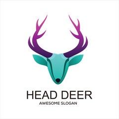 Vector colorful modern head deer logo design vector illustration