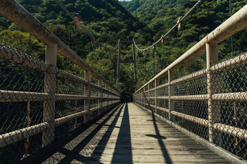 Fototapeta na wymiar 遠くへ続く吊り橋
