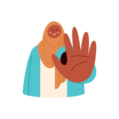 iranian woman with stop hand