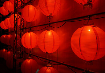 red lanterns in chinese temple
