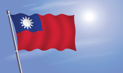 Taiwan flag against a blue sky