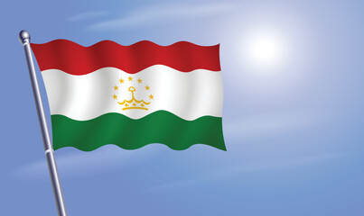 Tajikistan flag against a blue sky
