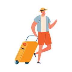 male traveler with suitcase