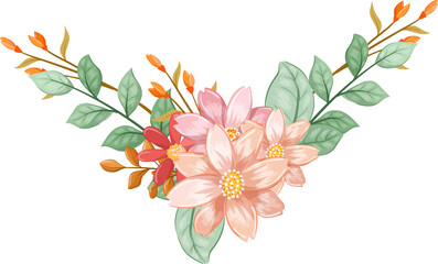 Obraz premium Orange Flower Arrangement with watercolor style