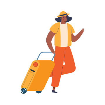 female traveler with suitcase