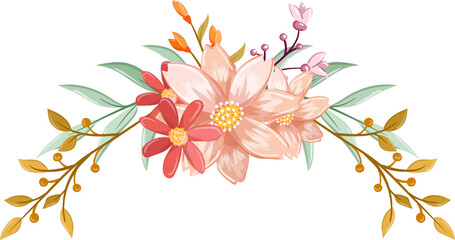 Obraz premium Orange Flower Arrangement with watercolor style