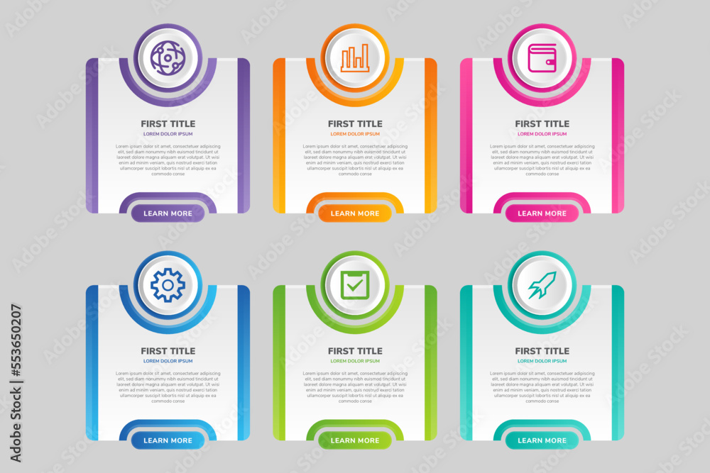 Poster vector illustration infographic design template with icons and 6 options or steps. can be used for p