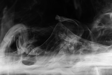 White fume on black background