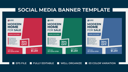 Modern Home Sale Social Media ads Banner Template