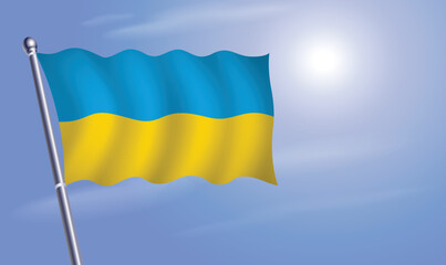 Ukraine flag against a blue sky