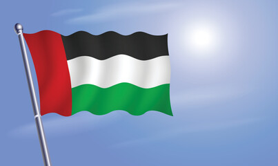 Fototapeta na wymiar United Arab Emirates flag against a blue sky