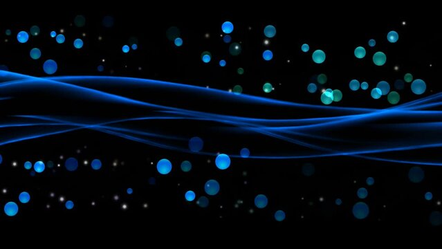 Shiny Wavy Blue Lines Background And Golden Dots