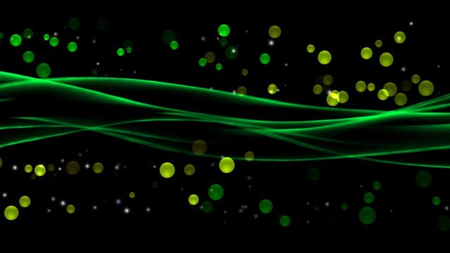 abstract green background with glowing lines and shiny dots