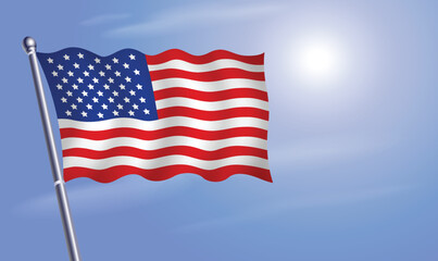 United States flag against a blue sky