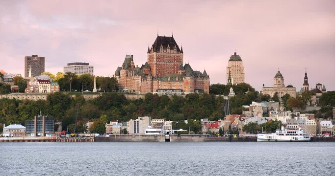 Old Quebec City skyline city view over the St. Lawrence River Canada
