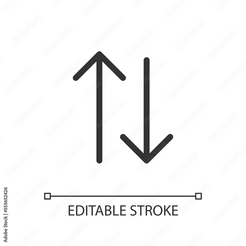 Poster two way traffic arrows pixel perfect linear ui icon. reach destination. road sign. gui, ux design. o