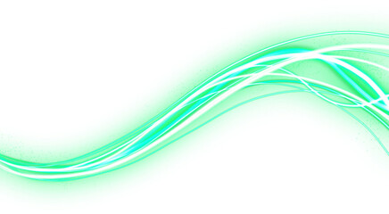 Luminous green neon waves - obrazy, fototapety, plakaty