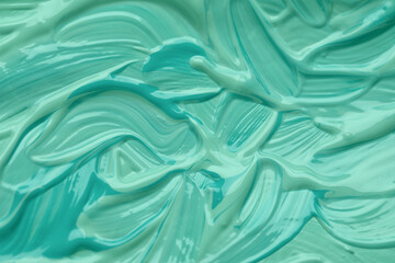 Closeup view of mint brushstrokes as background