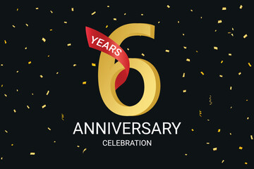 Happy Anniversary 6th Years celebration Vector element