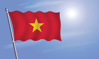 Vietnam flag against a blue sky