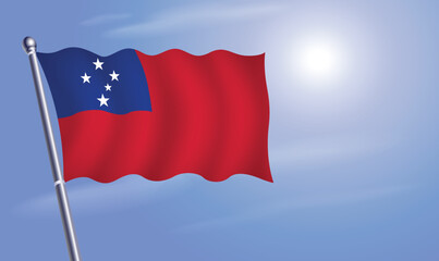 WEstern Samoa flag against a blue sky