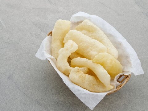 Rambak, or kerupuk kulit is Indonesian traditional crackers. Made from soft inner skin of cattle (Cow or Water Buffalo). 
