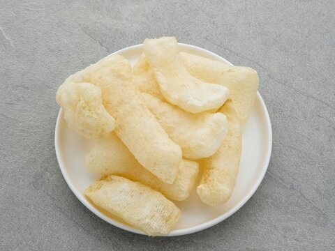 Rambak, or kerupuk kulit is Indonesian traditional crackers. Made from soft inner skin of cattle (Cow or Water Buffalo). 
