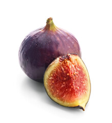 Fresh ripe figs isolated on white background