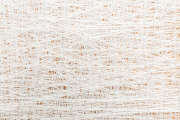 Texture of white threads as background, closeup