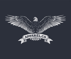 Obraz premium Vector Eagles illustration Hand Drawn Clothing Apparel Logo Badge