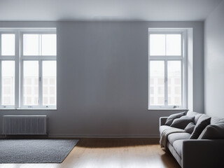 Simple white room with a wall perfect for poster presentation and wall graphics