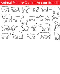 Animal Picture Outline Vector Bundle