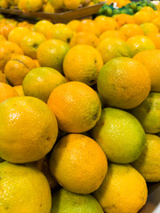 Fresh orange in the supermarket. Vegetables and fruits exposed for consumer choice. Brazilian hortifrutti