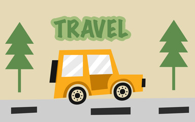 Obraz premium vector cartoon car travel design illustration 