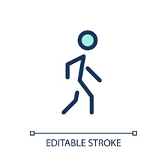 Pedestrian pixel perfect RGB color ui icon. Walking person. Passerby. Simple filled line element. GUI, UX design for mobile app. Vector isolated pictogram. Editable stroke. Arial font used