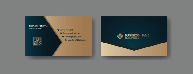 Luxury modern golden gradient business card design, Creative printable business card template