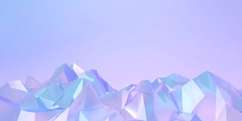 Fototapete Berge pastel mountain holographic iridescent low poly wave foil style texture 3d render illustration background
