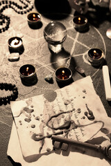 Magic attributes for ritual on dark table