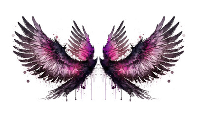 Beautiful magic watercolor angel wings