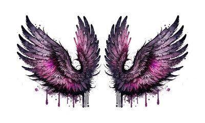 Fototapeta premium Beautiful magic watercolor angel wings