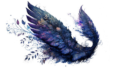 Beautiful magic watercolor angel wings - obrazy, fototapety, plakaty